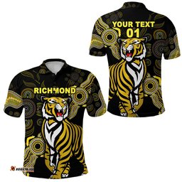 Custom Personalised Richmond Tigers Polo Shirt Simple Indigenous, Custom Text And Number - Amazing Aussie