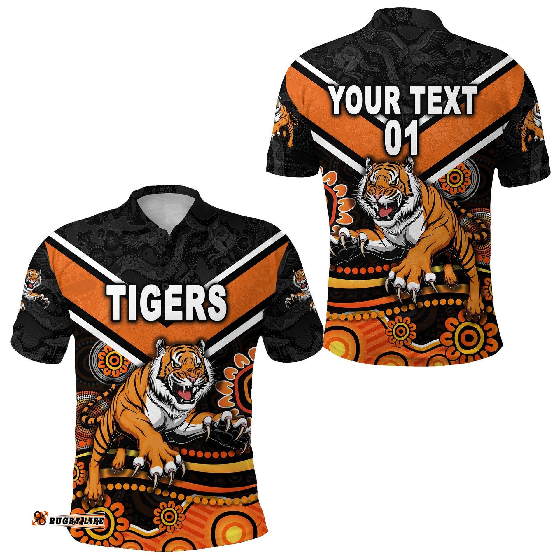 Custom Personalised Wests Tigers Polo Shirt 2021 Indigenous, Custom Text And Number - Amazing Aussie