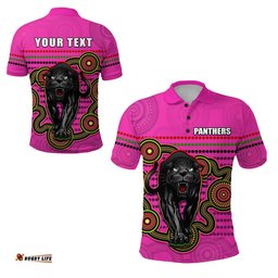 Custom Personalised Panthers Indigenous Polo Shirt Version Pink Alternate - Amazing Aussie