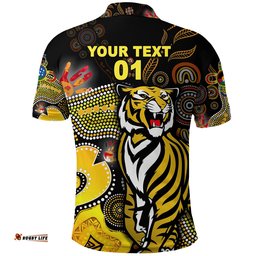 Custom Personalised Richmond Tigers Polo Shirt Naidoc Heal Country! Heal Our Nation - Original, Custom Text And Number - Amazing Aussie