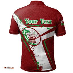 Custom Text Wales Rugby Personalised Polo Shirts - Welsh Rugby - Amazing Aussie
