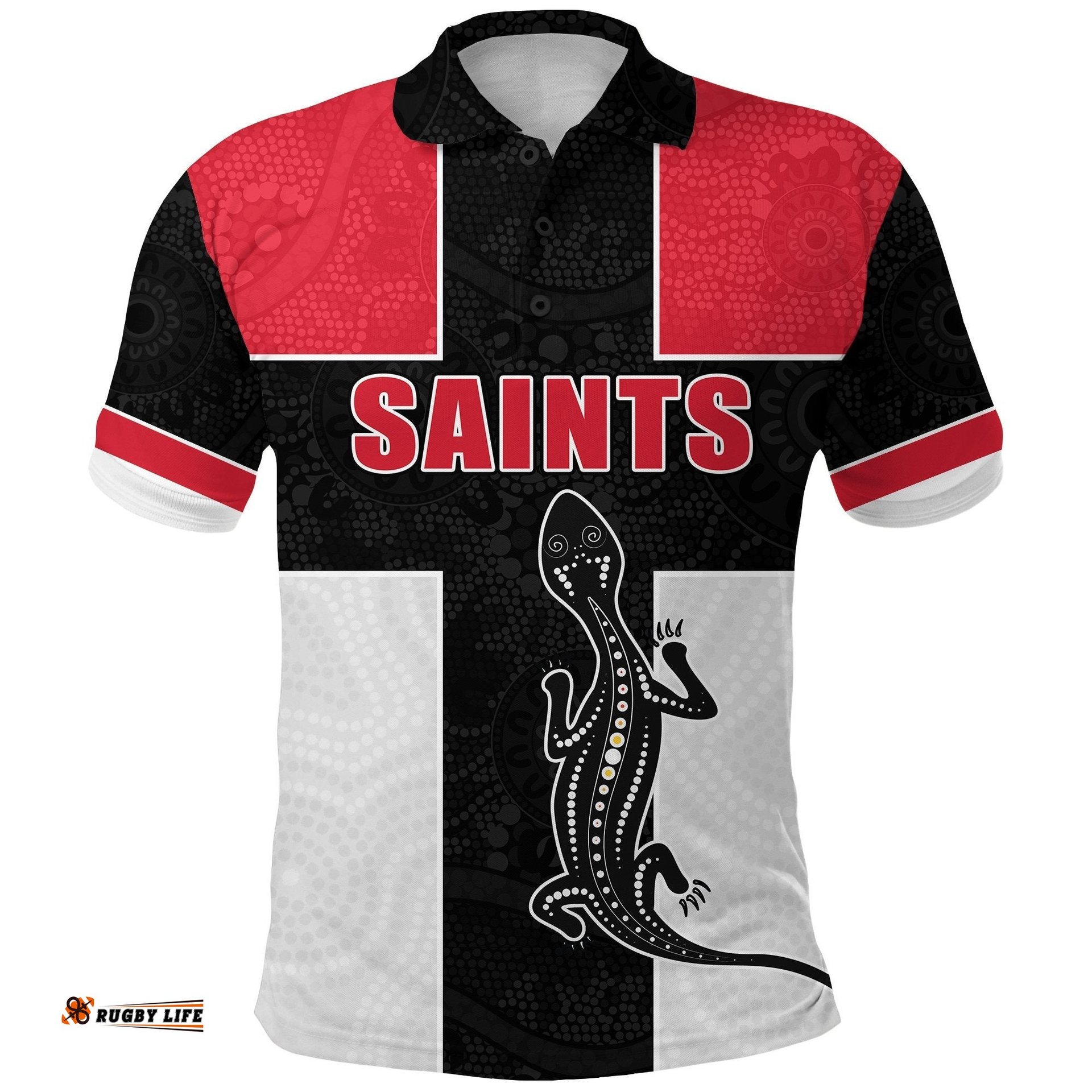 Saints Simple Indigenous Polo Shirt Brave St Kilda - Amazing Aussie