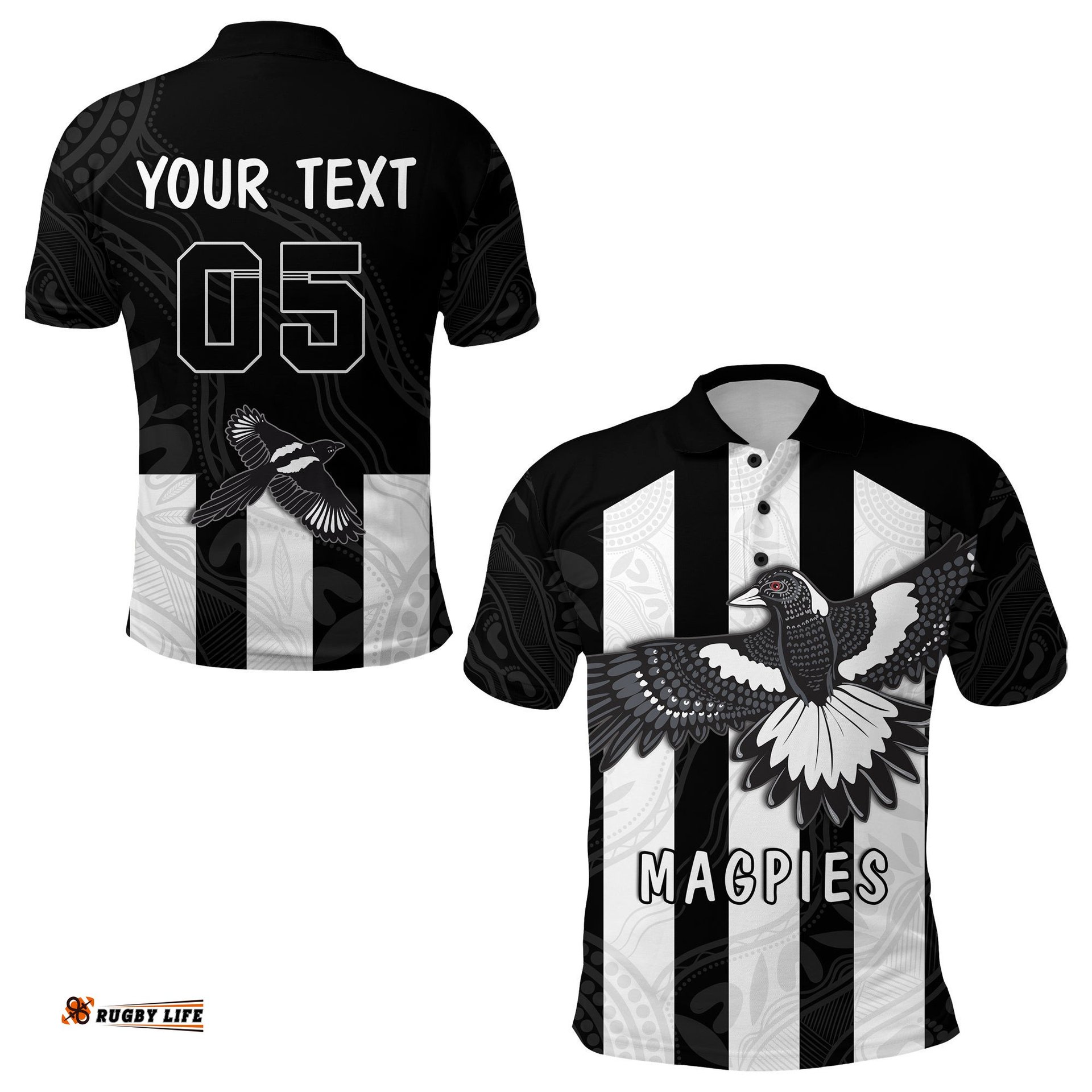 Custom Personalised Magpies Indigenous Polo Shirt 2021 Heroic - Custom Text and Number - Amazing Aussie