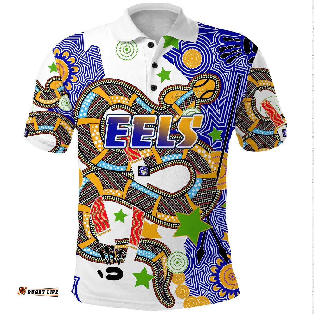 Eels Indigenous Polo Shirt Mix Star - Amazing Aussie