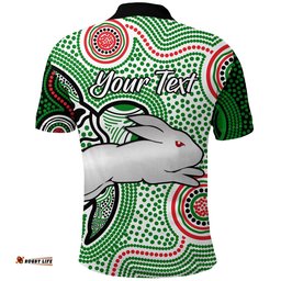 Custom Personalised Rabbitohs Indigenous Polo Shirt Simple White - Amazing Aussie