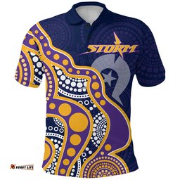 NAIDOC Week Melbourne Storm Polo Shirt - Aboriginal Dot Painting - - Amazing Aussie