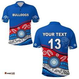 Custom Personalised Bulldogs Indigenous Polo Shirt Western - Custom Text and Number - Amazing Aussie