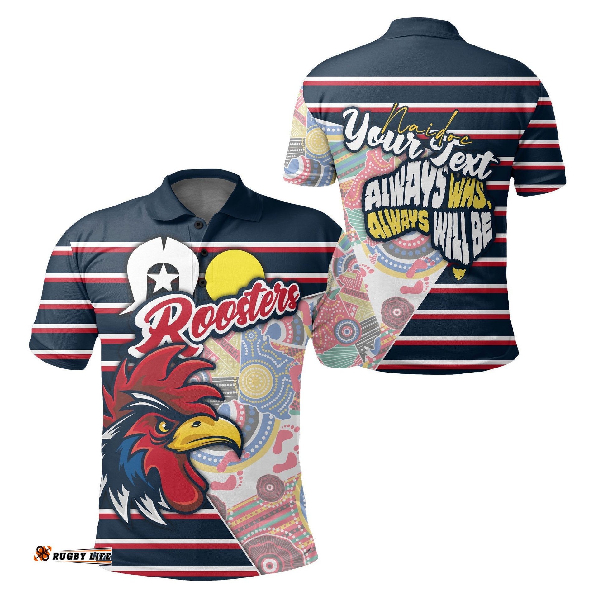 Custom Personalised Australia Roosters NAIDOC Week Polo Shirt Sport Style - Ver.2 - - Amazing Aussie