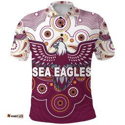 Manly Warringah Sea Eagles Polo Shirt 2022 Indigenous Vibes - Amazing Aussie