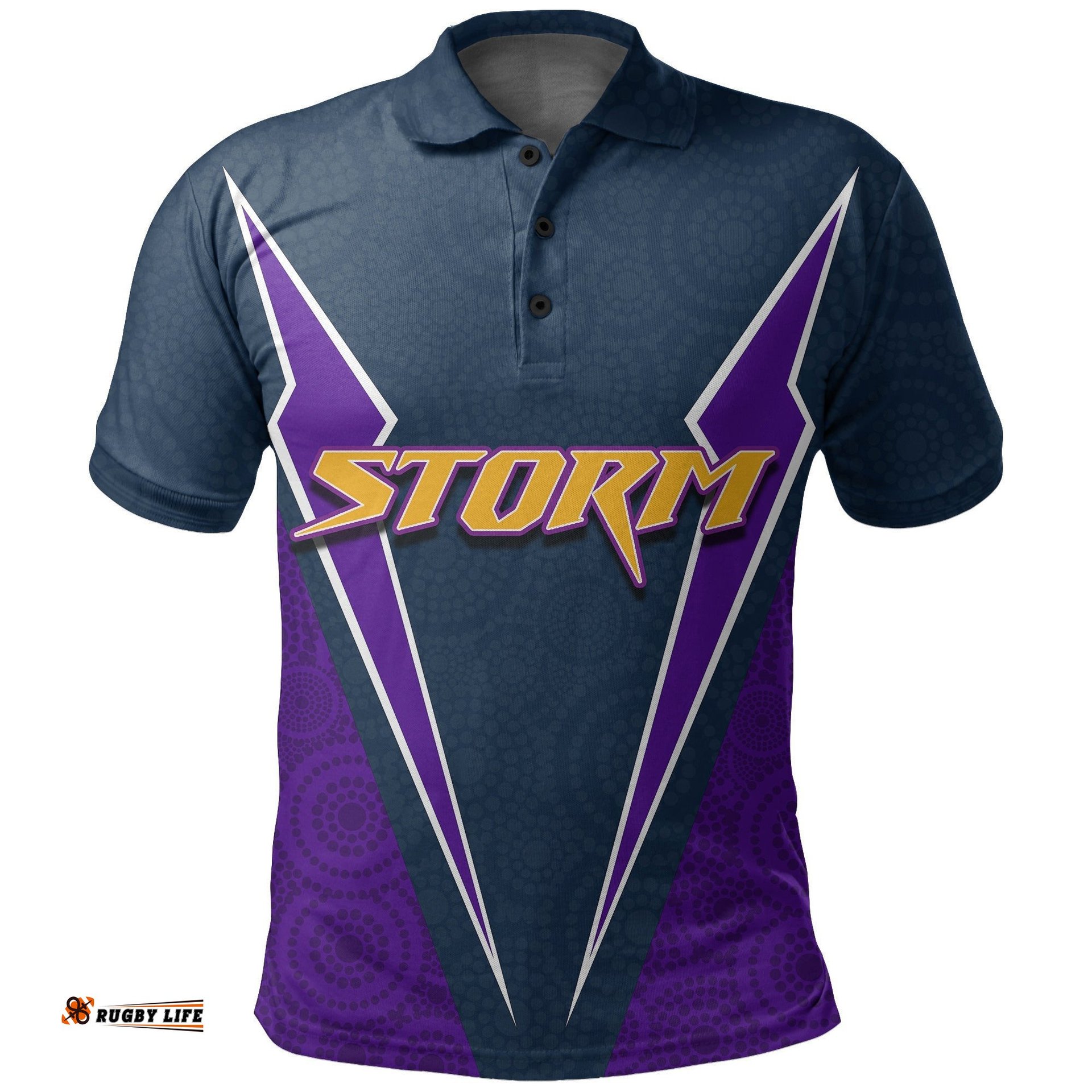 Custom PersonalisedMelbourne Storm Polo Shirt Aboriginal Dot Circles Patterns - Amazing Aussie