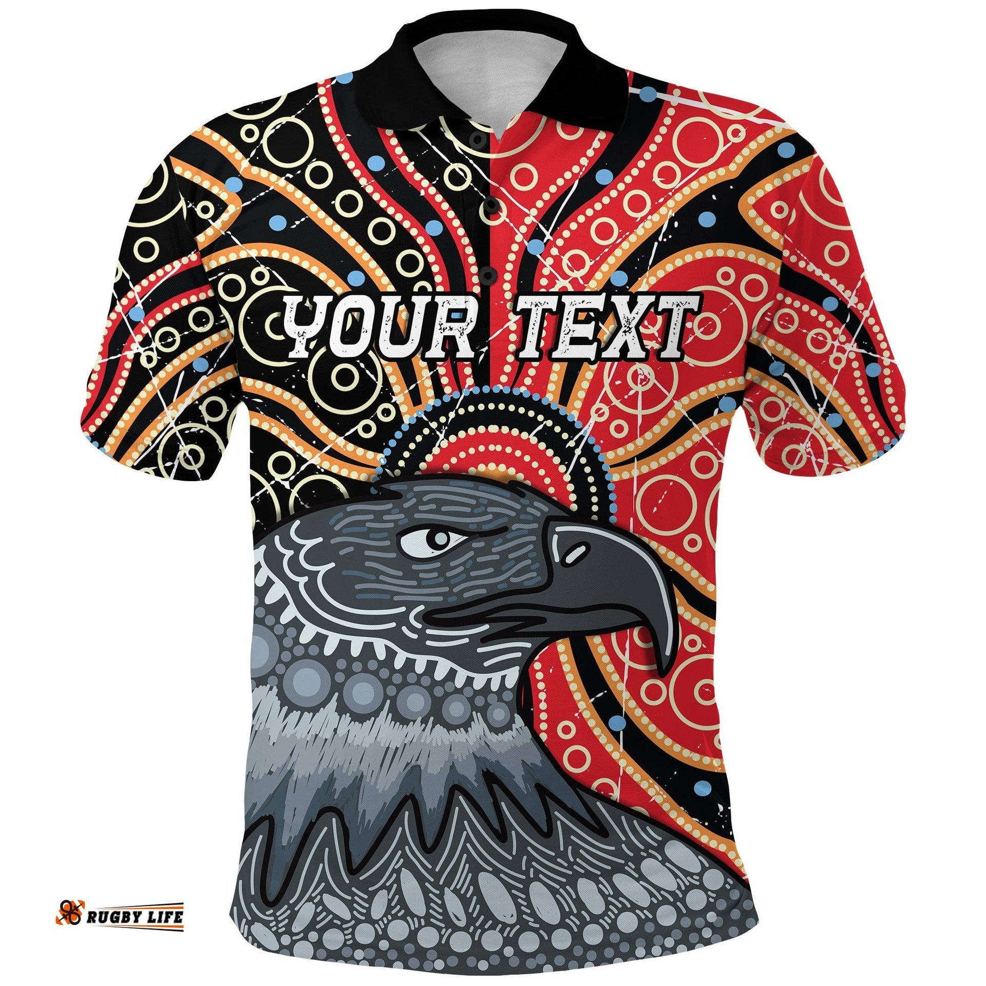 Custom Personalised Aboriginal Dot Polo Shirt Eagles Victory - Amazing Aussie