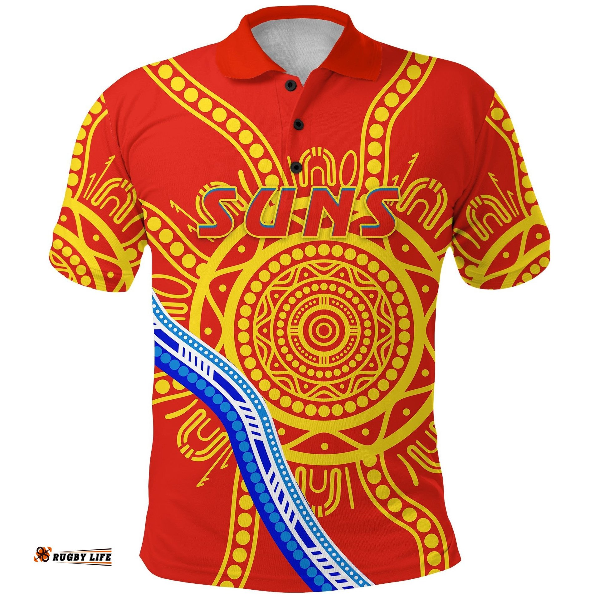 Suns Football Polo Shirt Royal Gold Coast - Amazing Aussie