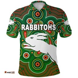 South Sydney Rabbitohs Polo Shirt 2021 Indigenous Vibes - Green - Amazing Aussie