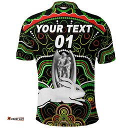 Custom Personalised South Sydney Rabbitohs Polo Shirt 2021 Indigenous Premiers - Trophy - Black, Custom Text And Number - Amazing Aussie