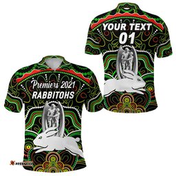 Custom Personalised South Sydney Rabbitohs Polo Shirt 2021 Indigenous Premiers - Trophy - Black, Custom Text And Number - Amazing Aussie