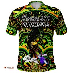 Custom Personalised Penrith Panthers Polo Shirt 2021 Indigenous Premiers - The King, Custom Text And Number - Amazing Aussie