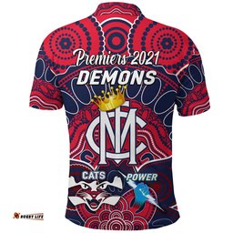 Melbourne Demons Indigenous Polo Shirt Football 2021 Premiers - The King - Amazing Aussie
