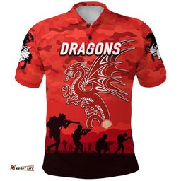 Custom Personalised Dragons ANZAC Polo Shirt Simple Style - Red - Amazing Aussie