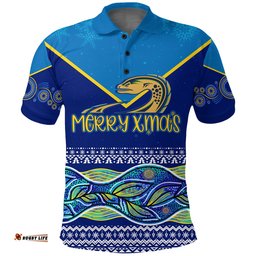 Indigenous Xmas Parra Eels Aboriginal Winter Theme Polo Shirt - Amazing Aussie