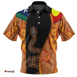 Amazing Aussie Australia Aboriginal Custom Indigenous Rainbow Serpent Inspired Polo Shirt