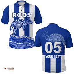 Custom Personalised Roos Indigenous Polo Shirt North Melbourne Football - Custom Text and Number - Amazing Aussie