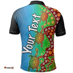 Custom PersonalisedAboriginal Polo Shirt Turtle - Amazing Aussie