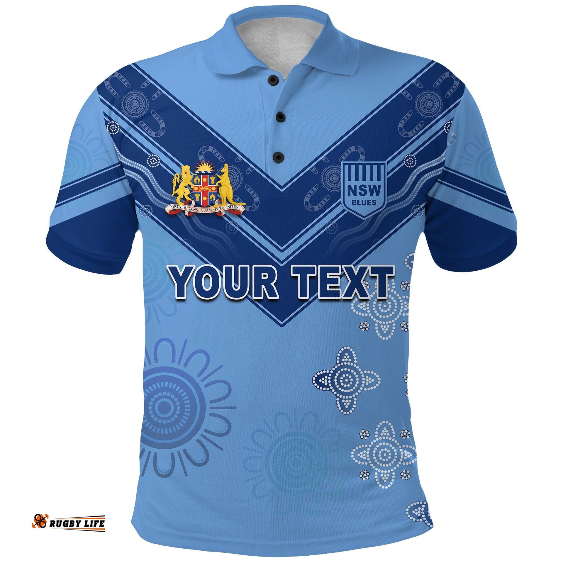 Custom Personalised NSW Blues Indigenous Rugby Polo Shirt New South Wales - Amazing Aussie