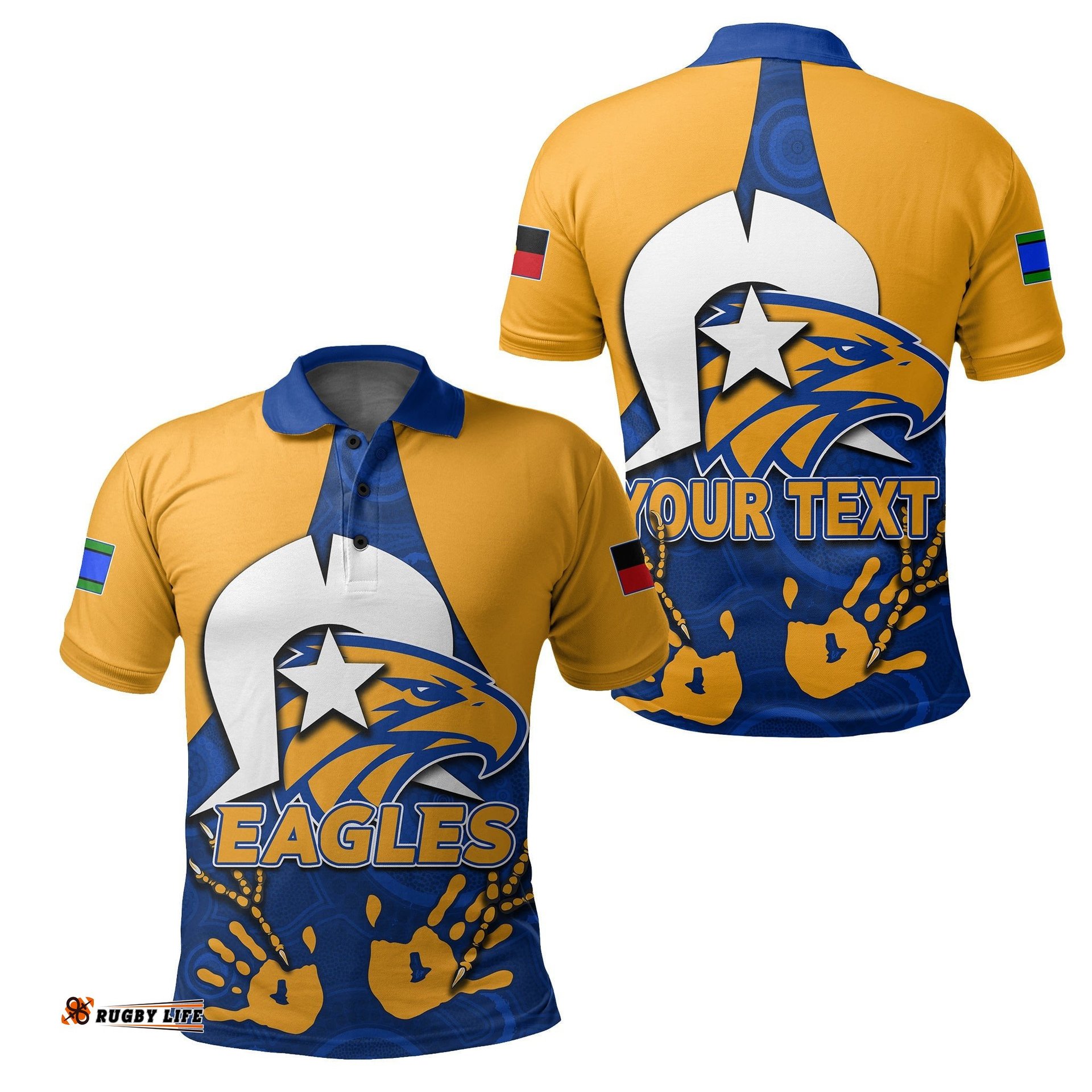 Custom PersonalisedNAIDOC West Coast Eagles Polo Shirt Aboriginal Patterns - Amazing Aussie