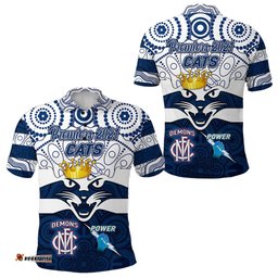 Geelong Cats Indigenous Polo Shirt Football 2021 Premiers - The King - Amazing Aussie