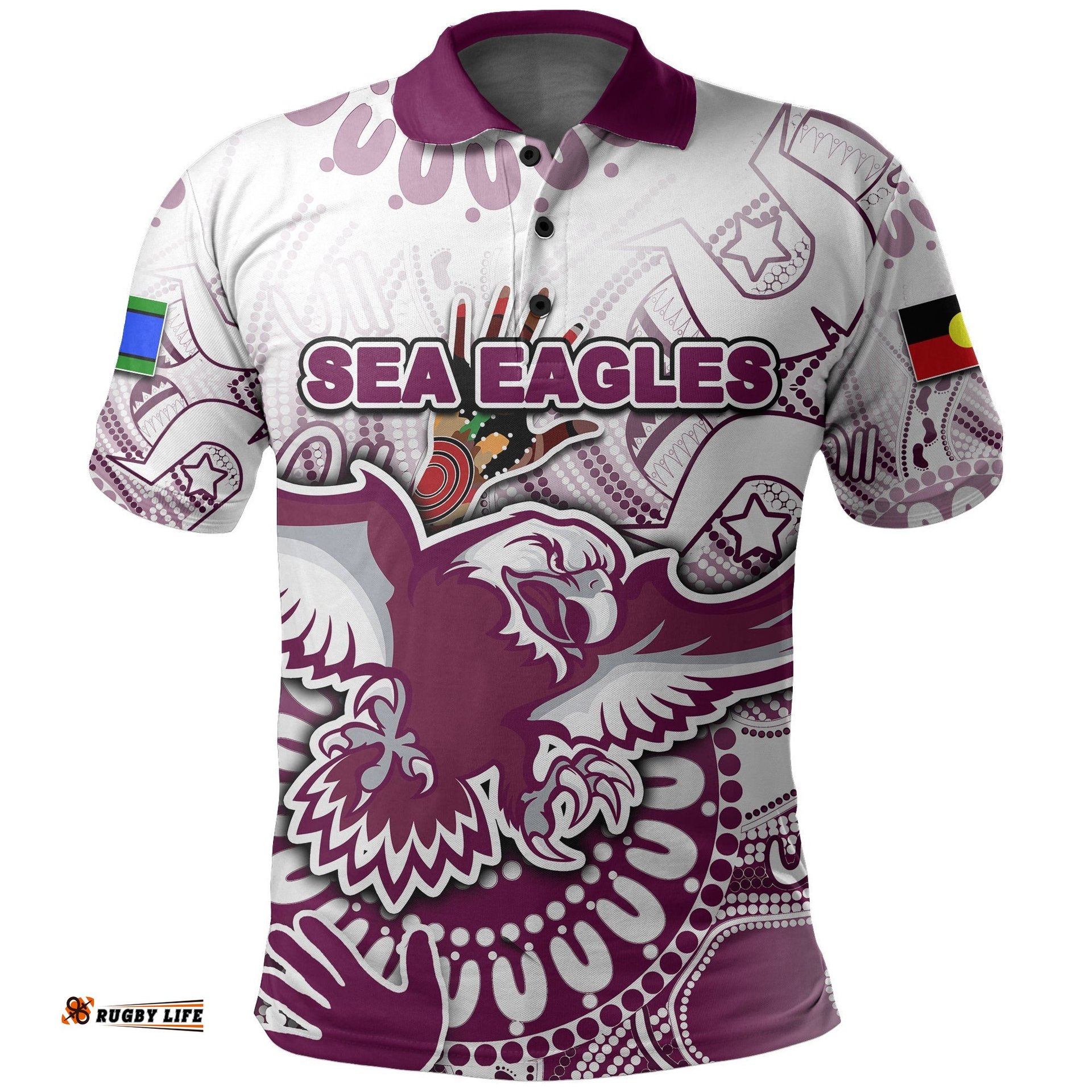 Custom PersonalisedNAIDOC Sea Eagles Polo Shirt NAIDOC Patterns - Amazing Aussie