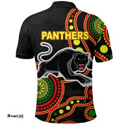 Panthers Polo Shirt - Aboriginal Dot Painting - - Amazing Aussie