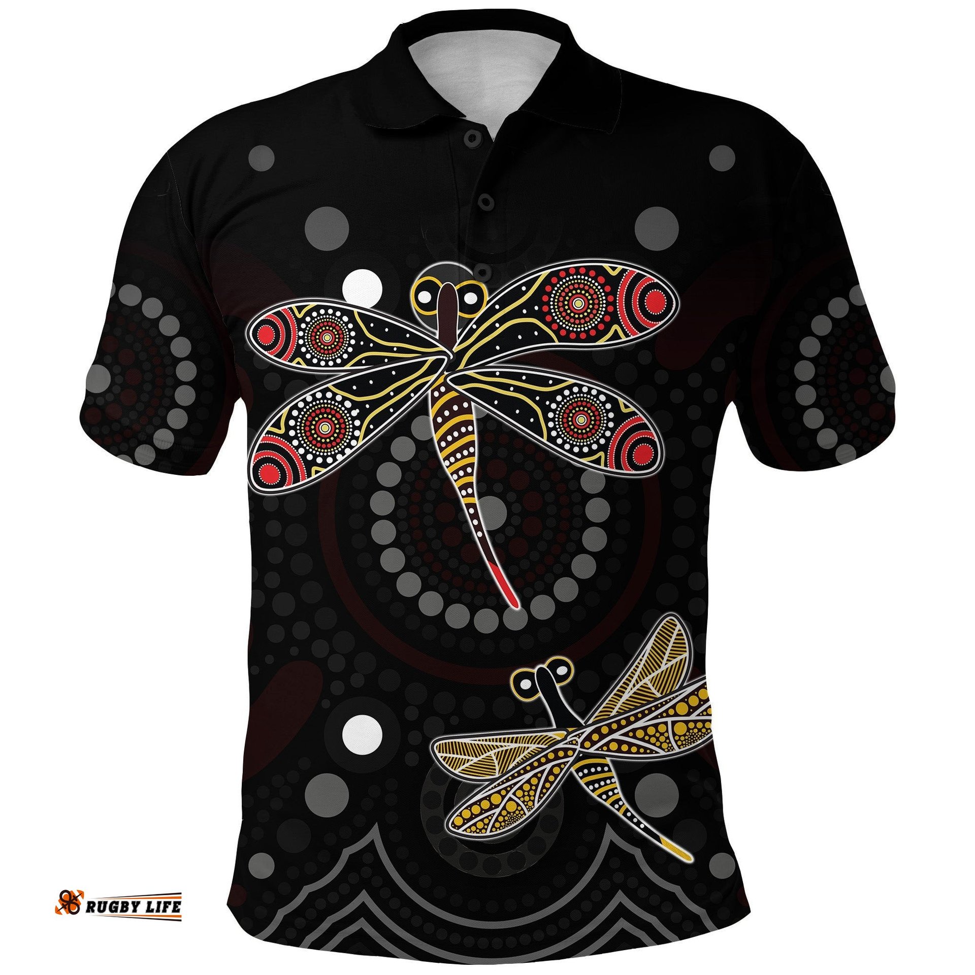 Aboriginal Dot Polo Shirt Butterfly Victory - Amazing Aussie