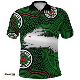 Custom Personalised Rabbitohs Indigenous Polo Shirt Simple Green - Amazing Aussie