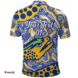 Custom Personalised Parramatta Eels Polo Shirt 2021 Indigenous Simple Style - Blue, Custom Text And Number - Amazing Aussie