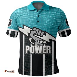 Port Adelaide Polo Shirt Power Aboriginal Dot Circles - Amazing Aussie