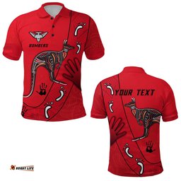 Custom Personalised Bombers Indigenous Polo Shirt Essendon for Life - Amazing Aussie