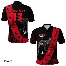 Custom Personalised Bombers Indigenous Polo Shirt - Custom Text and Number - Amazing Aussie