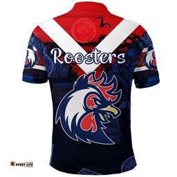 Sydney Polo Shirt Roosters 2022 Indigenous Vibes - Blue - Amazing Aussie