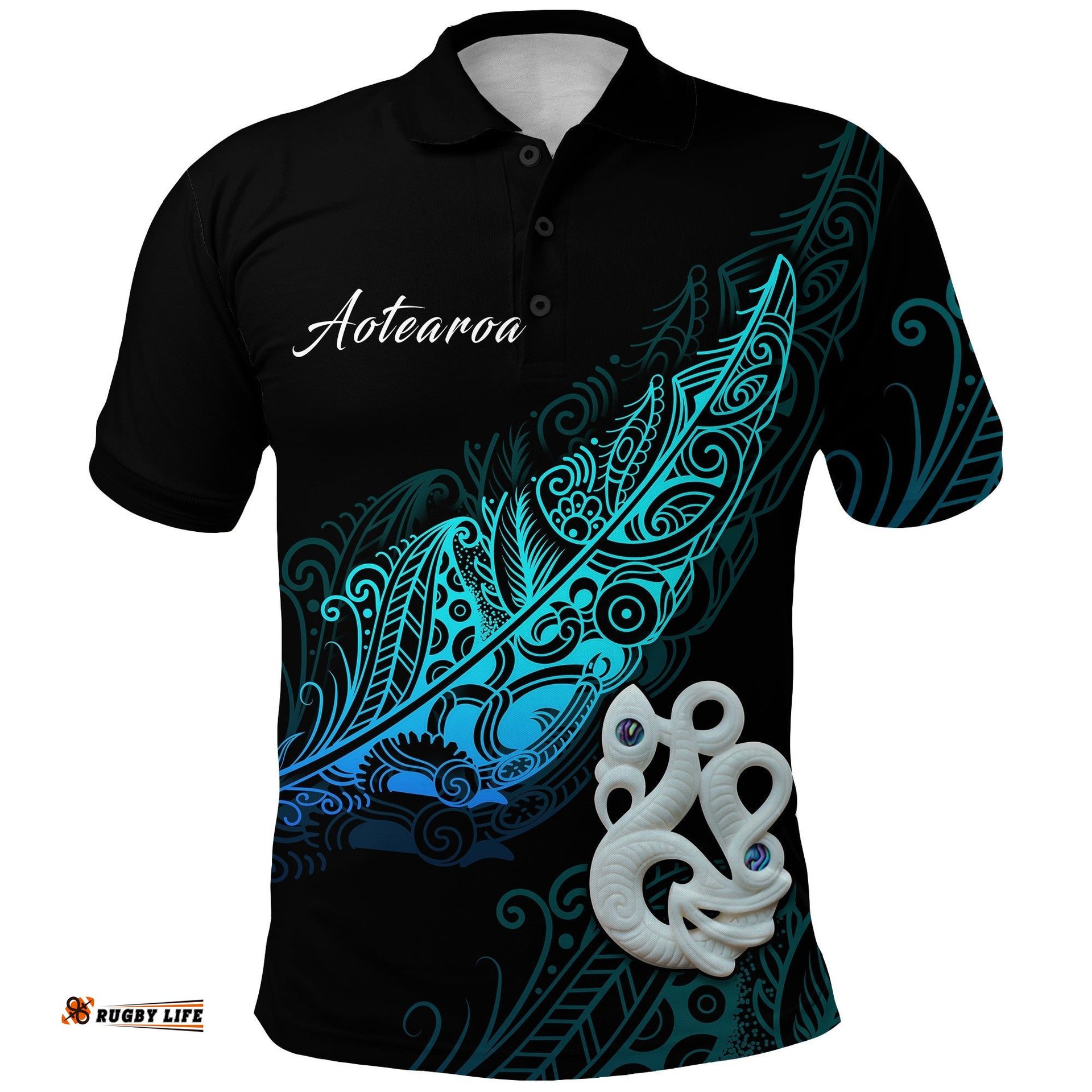 Aotearoa Polo Shirt Fern Mix Manaia Matau - Amazing Aussie
