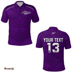 Custom Personalised Maori 2021 Polo Shirt - Purple Aotearoa Tattoo - Custom Text and Number - Amazing Aussie