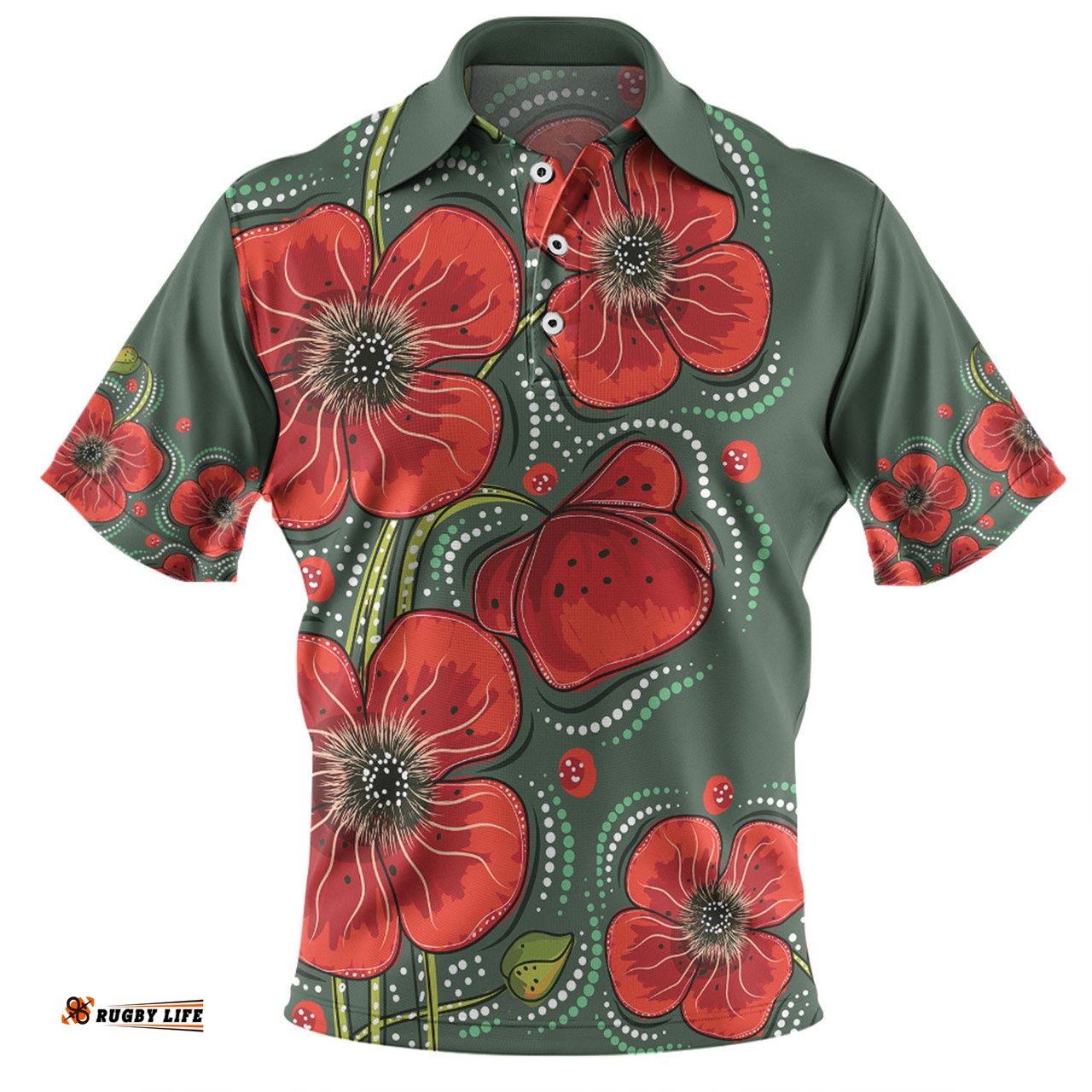 Amazing Aussie Australia Aboriginal Aboriginal Style Australian Poppy Flower Background Polo Shirt