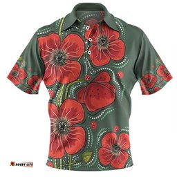 Amazing Aussie Australia Aboriginal Aboriginal Style Australian Poppy Flower Background Polo Shirt