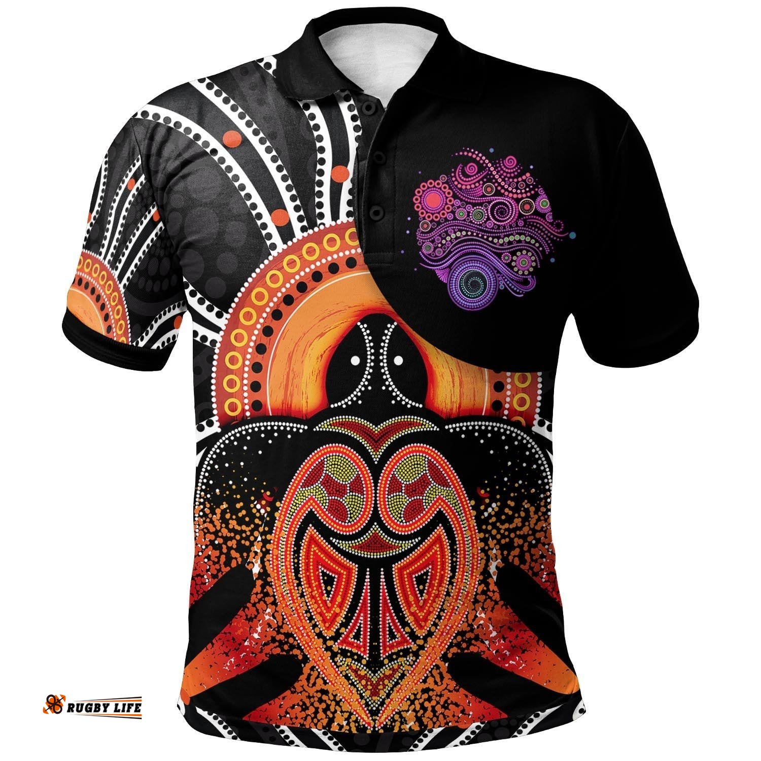 Aussie Aboriginal Polo Shirt With Turtle - Amazing Aussie