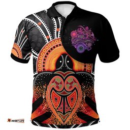 Aussie Aboriginal Polo Shirt With Turtle - Amazing Aussie