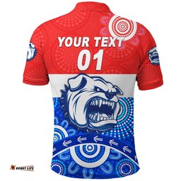 Custom Personalised Western Aranda Bulldogs Polo Shirt Hermannsburg Indigenous Version, Custom Text And Number - Amazing Aussie