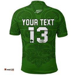 Custom Personalised Maori 2021 Polo Shirt - Green Aotearoa Tattoo - Custom Text and Number - Amazing Aussie