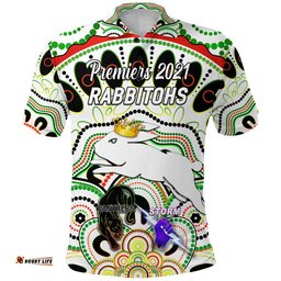 Custom Personalised South Sydney Rabbitohs Polo Shirt 2021 Indigenous Premiers - The King - White, Custom Text And Number - Amazing Aussie