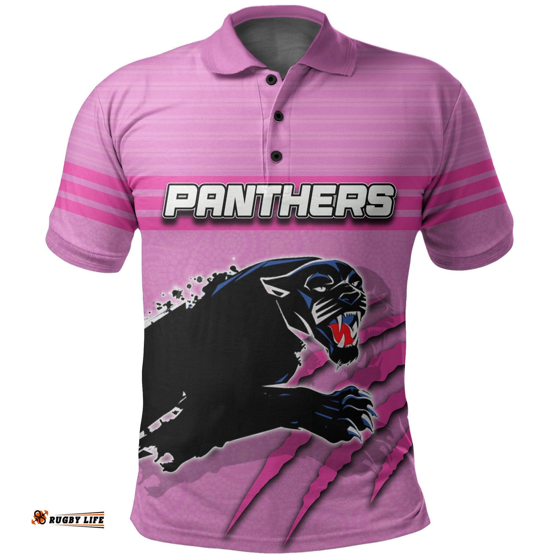 Custom PersonalisedPanthers Polo Shirt Aboriginal Dot Patterns Pink Style - Amazing Aussie