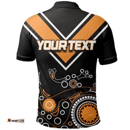 Custom PersonalisedWests Tigers Polo Shirt Aboriginal Symbol - Amazing Aussie