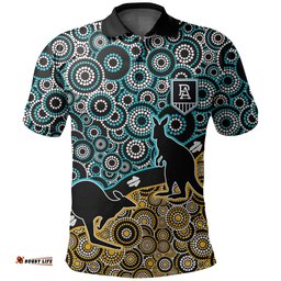 Custom Personalised Port Adelaide Polo Shirt Power Aboriginal Circles - Amazing Aussie